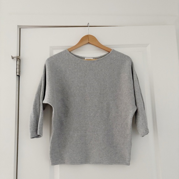 The Reset R Label Ribbed Cotton Linen Pullover Sweater Dolman Sleeve Boatneck - Picture 1 of 6